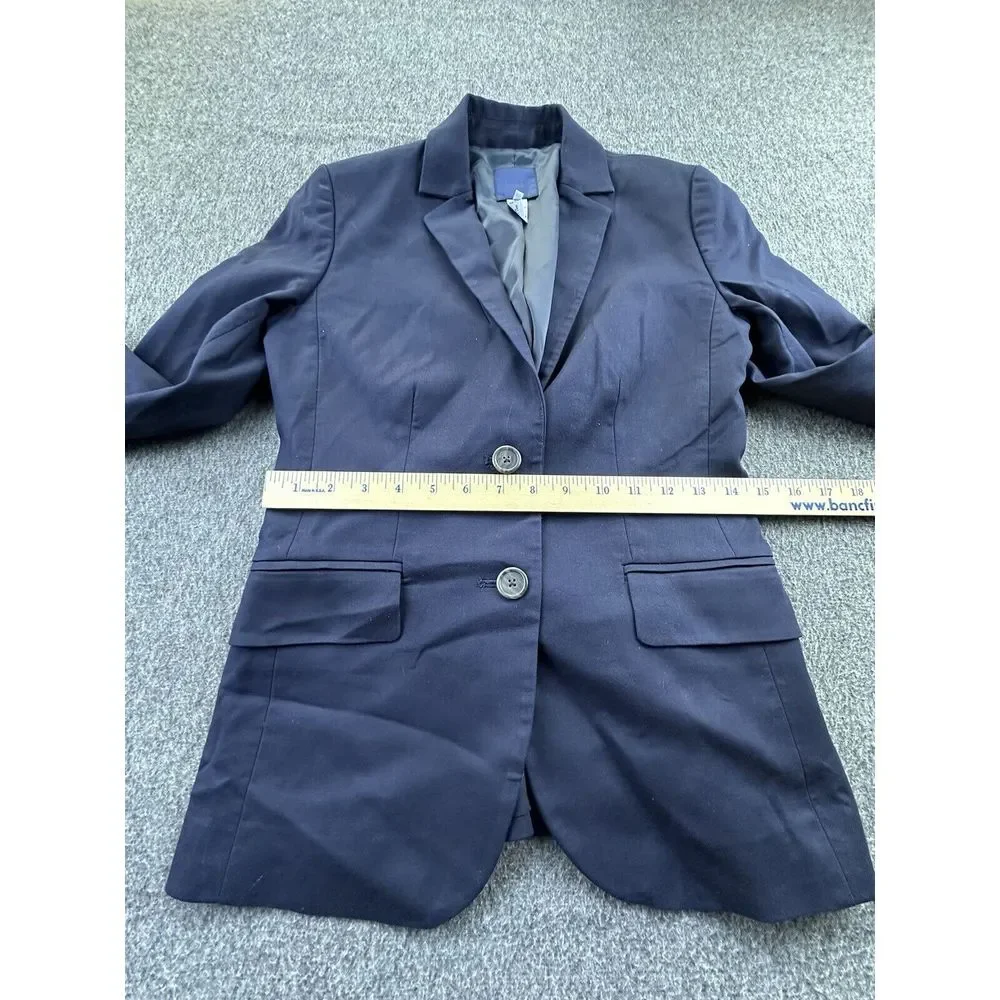 J. Crew Blazer Women's‎ 0 Navy Blue Single-Breasted Suit Jacket Business Career